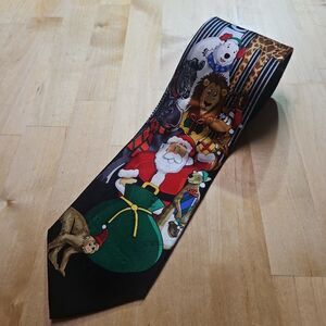 Christmas Hallmark Yule Tie Santa & The Zoo Silk Tie